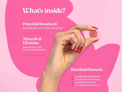 Novomins Nutrition PMS Gummies Hormonal Balance 60 Raspberry Flavoured Gummies ingredient infographic for hormonal balance support