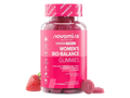 Novomins Nutrition Women’s Bio-Balance Gummies 60 Strawberry Flavoured Gummies bottle front view with strawberry