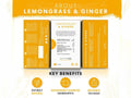 Nutra Tea Lemongrass & Ginger Herbal Tea 20 Biodegradable Bags 40g side packaging with key benefits detail