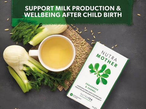 Nutra Tea Nutra Mother Fenugreek & Fennel Herbal Tea 20 Biodegradable Bags 40g front box packaging laying down