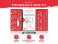 Nutra Tea Pine Needle & Rose Hip Herbal Tea 20 Biodegradable Bags 40g side packaging with key benefits detail
