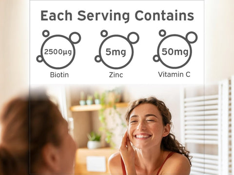 Supplement facts for Nutriburst High Strength Biotin Gummies.
