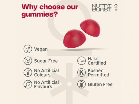 Nutriburst Hair Skin & Nails Gummies - Biotin, Zinc, Vitamin E - 60 Count