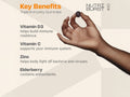 Supplement facts panel for Nutriburst immune complex gummies.