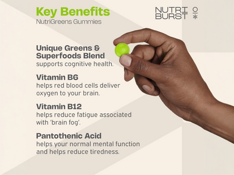 Nutriburst NutriGreens Gummies - 22 Fruit & Veg Blend with Vitamins - 60 Count