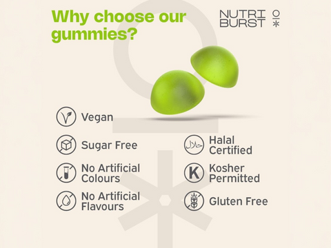 Nutriburst NutriGreens Gummies - 22 Fruit & Veg Blend with Vitamins - 60 Count