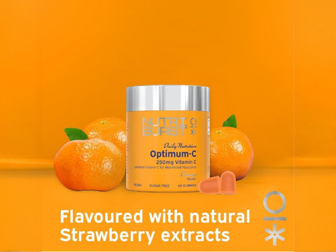 Nutriburst Optimum C Liposomal Vitamin C Gummies jar, orange, 60 count.