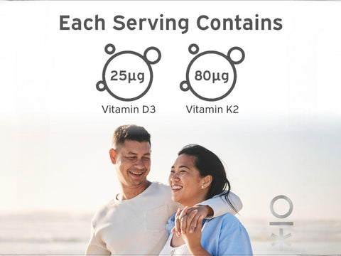 Supplement facts panel for Nutriburst Vegan D3 & K2 Gummies.