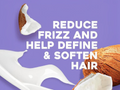 Coconut and hair product with text on a purple background