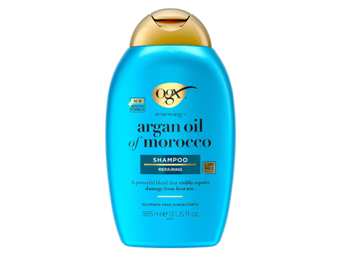 OGX Argan Oil of Morocco shampoo bottle on a white background