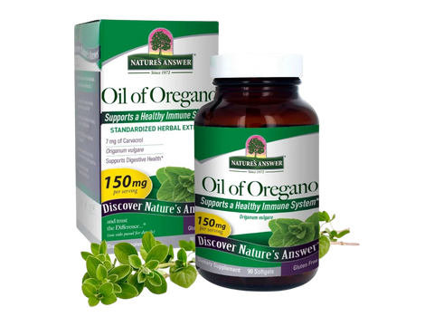 Nature's Answer Oil of Oregano Softgels 150mg 90 count supplement bottle & box front label