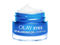 Olay Eyes cream jar with blue lid on a white background