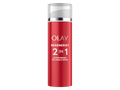 Red Olay Regenerist 2-in-1 skincare bottle on a white background