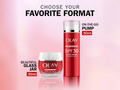 Olay Regenerist skincare products with text 'Choose Your Favorite Format' on a gradient background.