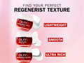 Olay Regenerist cream bottles with texture options on a pink background