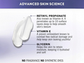 Skincare product with labeled ingredients on a purple background