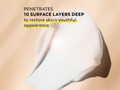 Product application on skin with text about penetrating 10 surface layers to restore youthfulness.