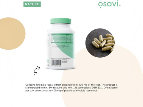 Osavi Rhodiola Rosea 400mg Root Extract - Standardized 3% - 120 Vegan Caps