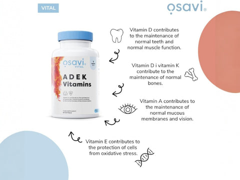 Osavi Vitamin A D E K Complex with Natural Beta-Carotene & D3 - 120 Softgels