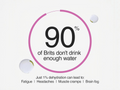 Statistic about water consumption with droplets on a light background