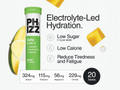 PHIZZ electrolyte supplement bottle with mango flavor on a white background