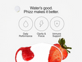 Product packaging with a strawberry and text highlighting benefits on a white background