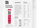 Nutritional information and ingredients list for a PHIZZ daily dose hydration formula tube.
