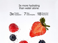 Advertisement for a beverage with berries and text highlighting health benefits on a white background