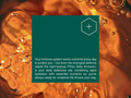 Teal overlay with text on a background of orange liquid with ice cubes