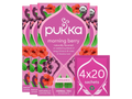 Pukka morning berry tea packaging on a white background