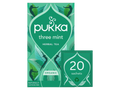 Pukka three mint herbal tea packaging on a white background