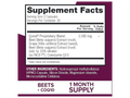 Qunol Beet Root Capsules 60 count supplement facts and ingredients label