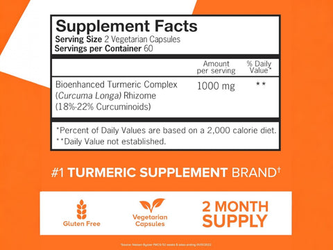 Qunol Turmeric Curcumin Complex 120 capsules supplement facts and ingredients label