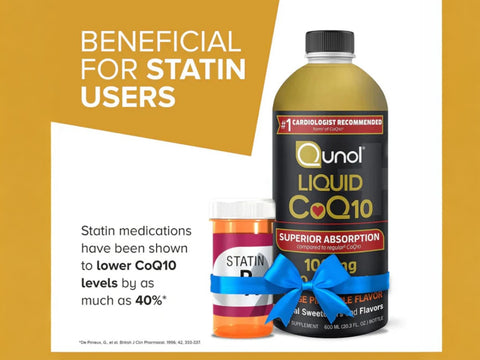 Qunol Liquid CoQ10 100 mg heart and energy support benefits graphic