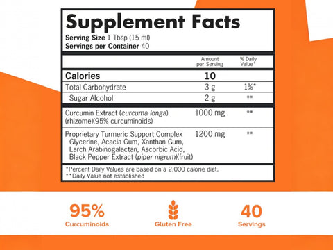 Qunol Liquid Turmeric 900ml supplement facts and ingredients label