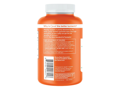 Qunol Turmeric Curcumin Gummies 120 count back label showing barcode