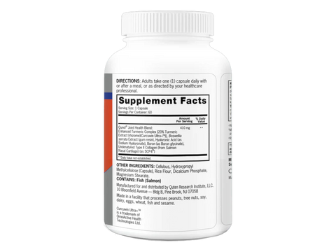 Qunol Turmeric Joint Complex 30 capsules supplement facts and ingredients label