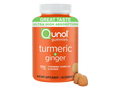 Qunol Turmeric and Ginger Gummies 550 mg Tangerine Flavour 60 count front view bottle packaging