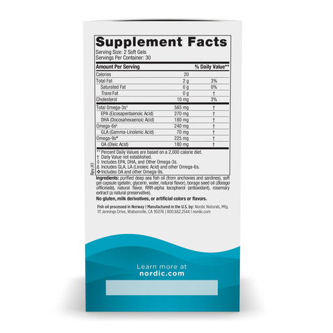 Supplement facts label for omega 3-6-9 soft gel supplement