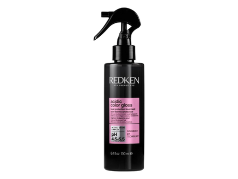 Redken Acidic Color Gloss Leave-In Spray bottle, 190ml, on white background.