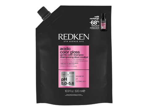 Redken Acidic Color Gloss Shampoo 500ml Refill Pouch on white background.