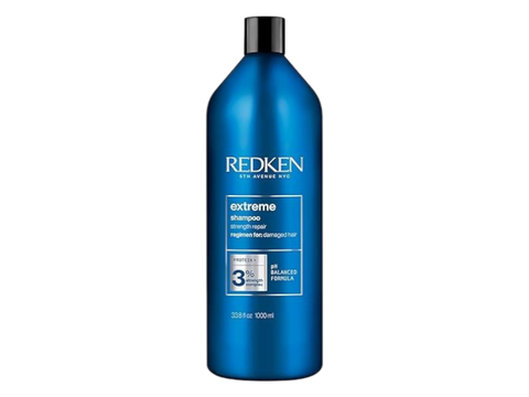 Redken Extreme Shampoo bottle, protein formula, 1000ml on white background.