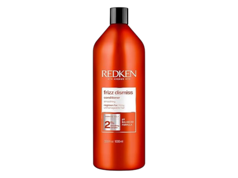 Redken Frizz Dismiss Conditioner bottle, 1000ml, anti-frizz, on white background.