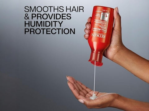 Redken Frizz Dismiss Shampoo bottle, sulfate-free, 300ml formulation.