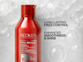 Redken Frizz Dismiss Shampoo bottle, sulfate-free, 300ml formulation.