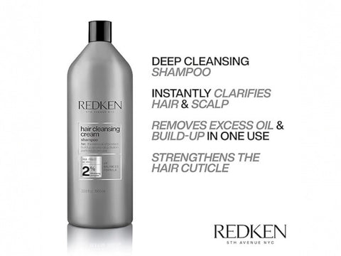 Redken Detox Hair Cleansing Cream Clarifying Shampoo bottle, 1000ml formulation.