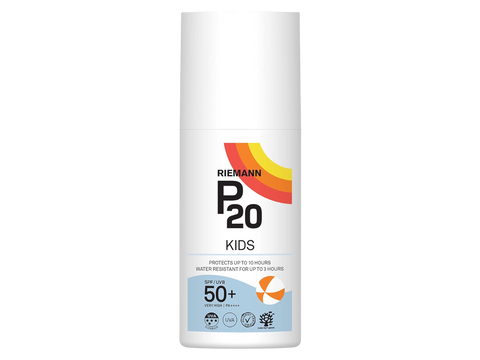 Riemann P20 Kids Sun Cream SPF50+ bottle, 200ml, on white background.
