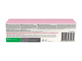 Product packaging with a pink top and white bottom displaying text and a barcode.
