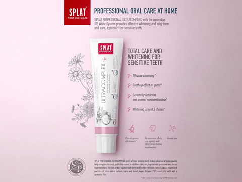 Splat professional dental care product on a light pink background