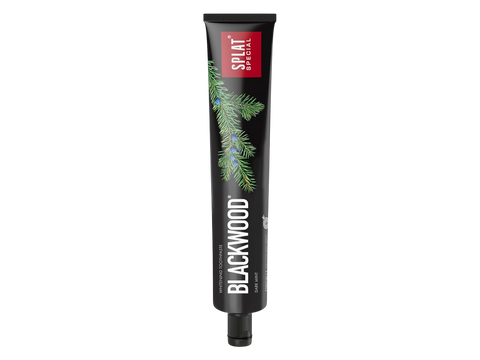 Tube of Splat Blackwood hair color on a white background